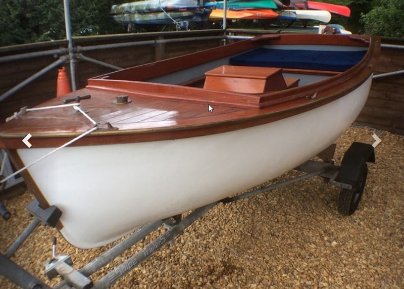 classic inboard engined dinghy Boat for Sale, "Tiny Teal" at Jones Boatyard