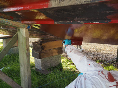 Applying antifoul paint Applying antifoul paint