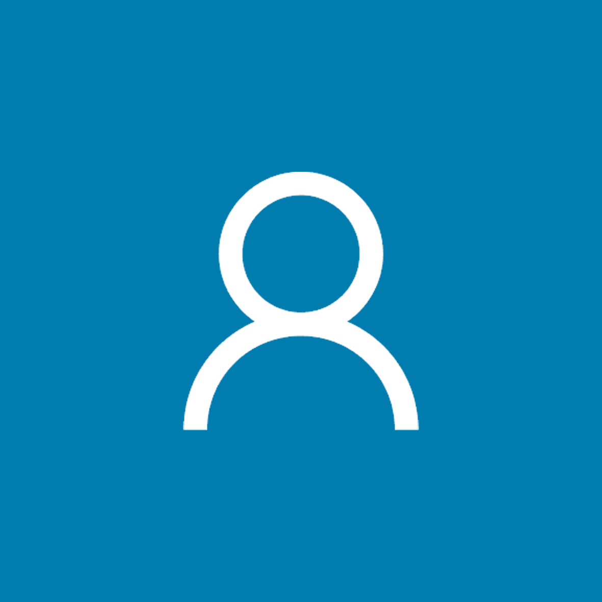 A simple, circular icon depicting a generic user silhouette, set against a solid blue background. The design features a head and shoulders representation, commonly used to signify a profile or account.