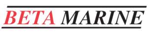 The logo features the words "BETA MARINE". "BETA" is in bold red font, while "MARINE" is in bold black font. The two words are underlined with a black line, adding emphasis to the company name.